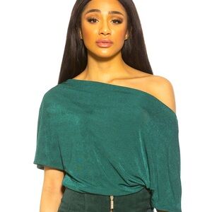 Alexia Admor One Shoulder bodysuit, size XS, NWT, emerald green
